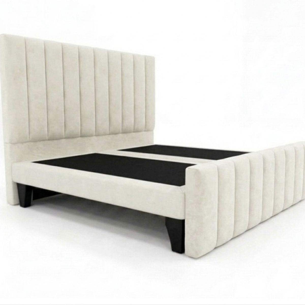 GENERICO - Base de Cama Doble Respaldo 2 Plazas Crudo Felpa