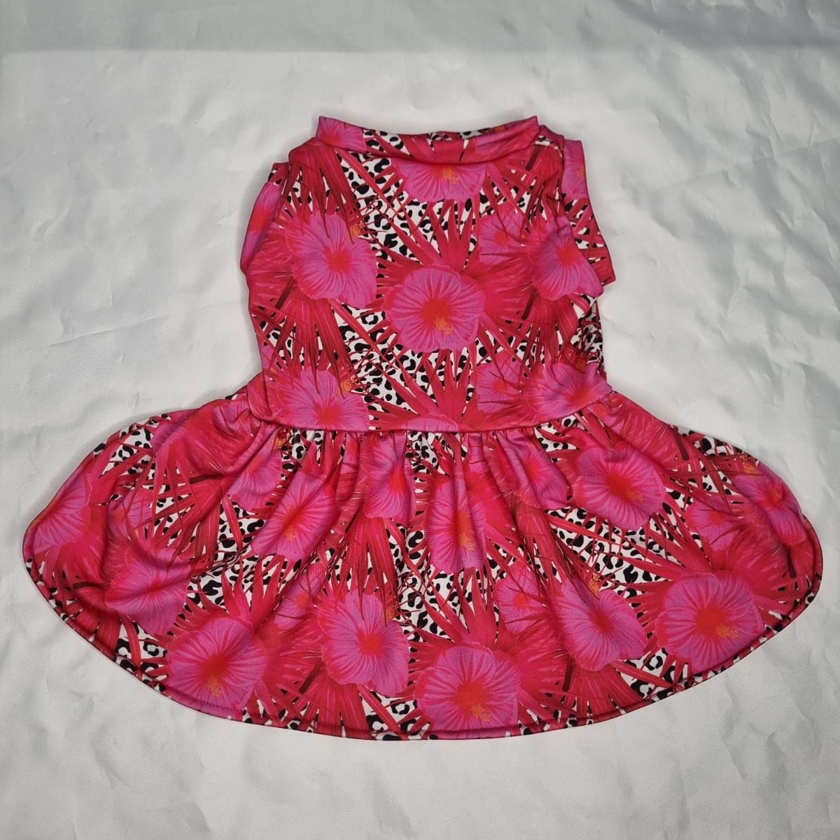 EL MUNDO DE EMMA - Vestido mascota flores fucsia y animal print talla M