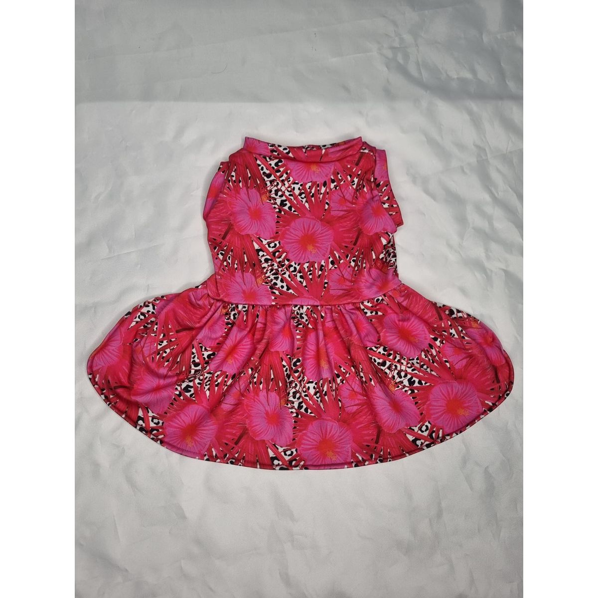 EL MUNDO DE EMMA - Vestido mascota flores fucsia y animal print talla M