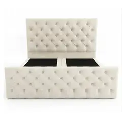 GENERICO - Base de Cama Doble Respaldo 1.5 Crudo Felpa
