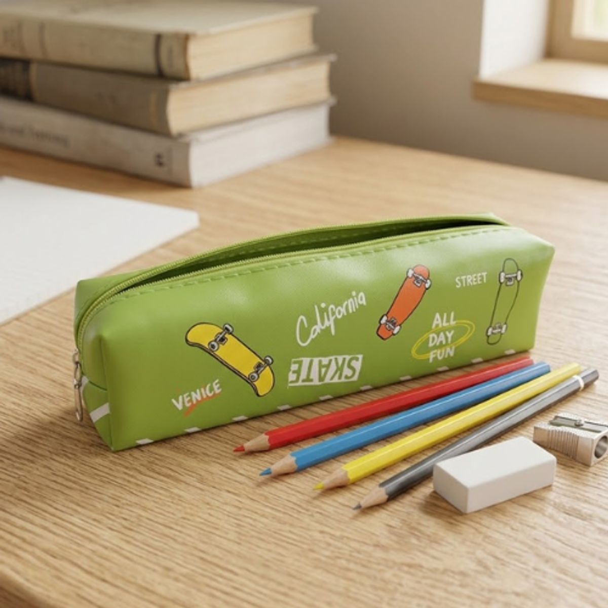 GENERICO - Set 6 Estuche Skate Color Verde 19x4,5cm