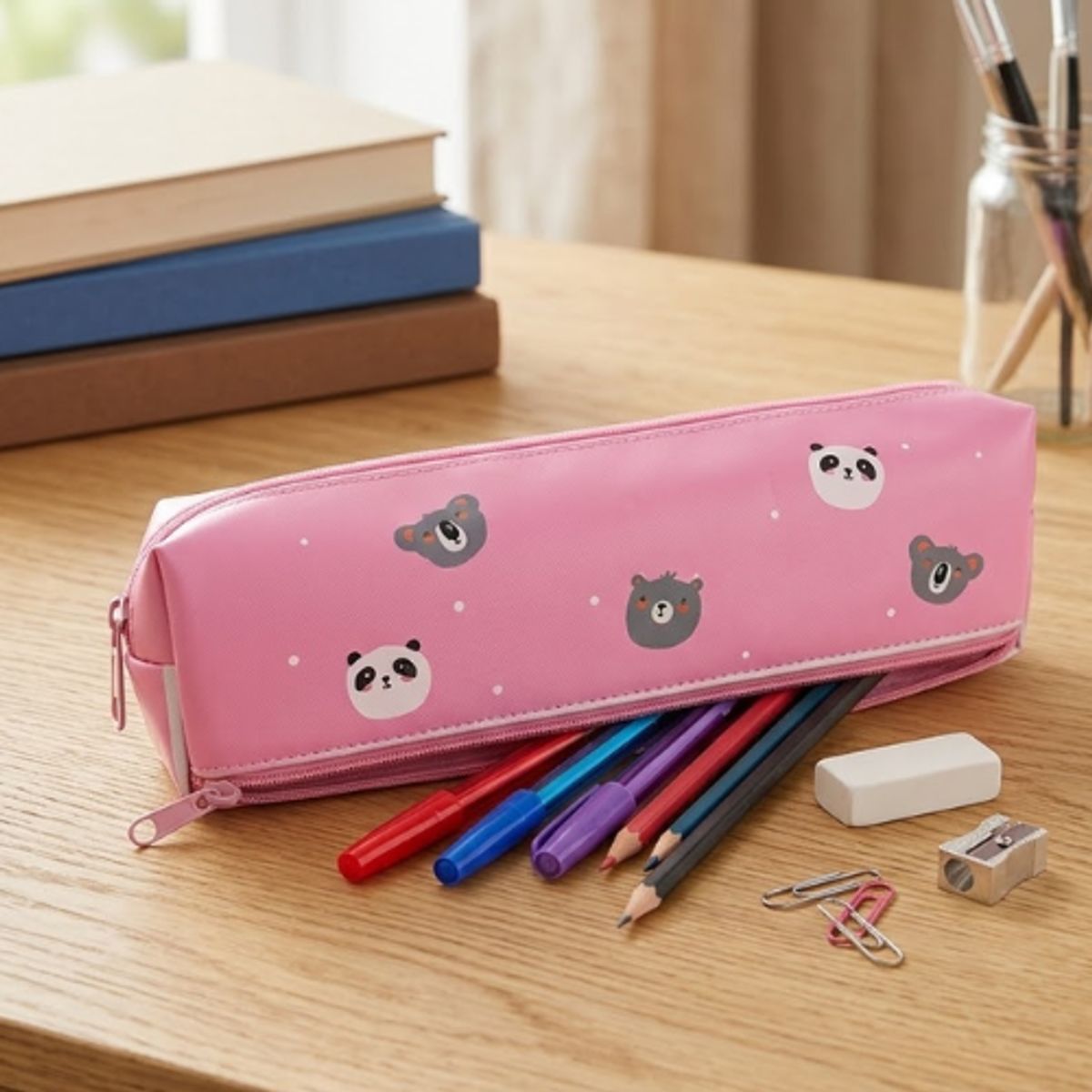 GENERICO - Set 6 Estuche Pandi Panda Rosa 19x4,5cm