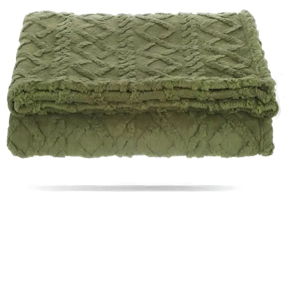 GENERICO - Frazada Unicolor Estilo Relieve 2 Plazas 200x230cm Verde Relieve