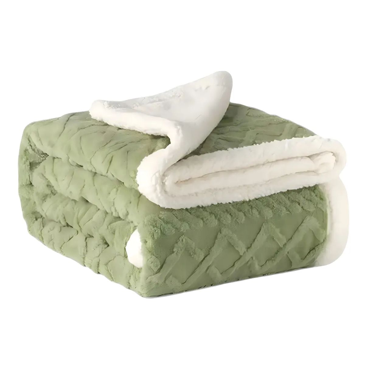 GENERICO - Frazada Con Chiporro, 2 Plaza Relieve Verde Musgo Relieve