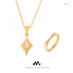 TIOZONEY - 2pcs Collar & Anillo Joyería Set