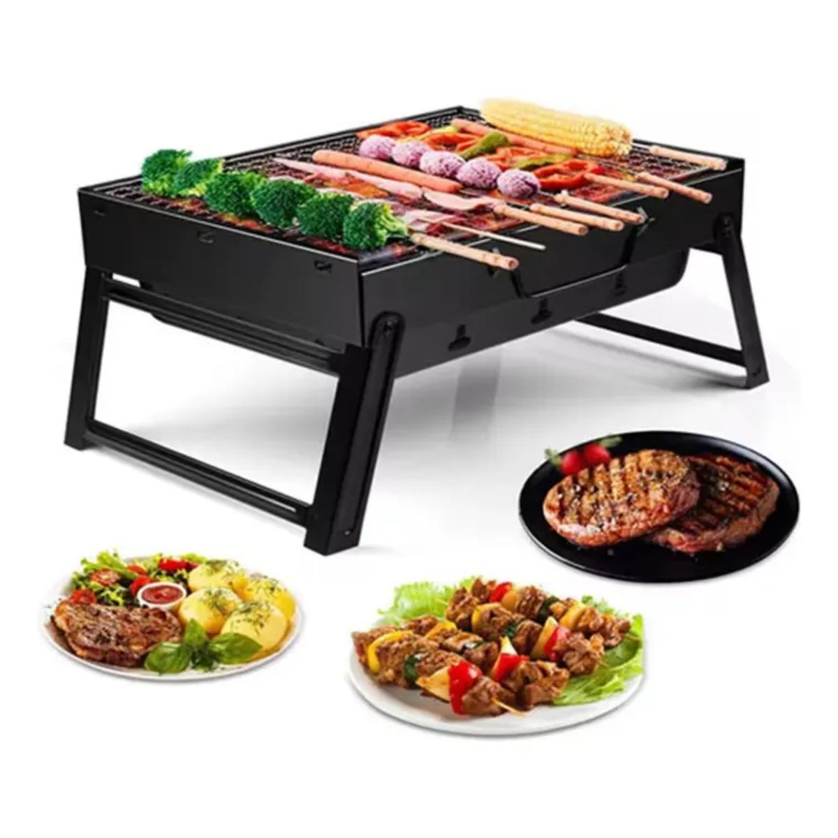GENERICO - Parrilla BBQ Carbon Portatil Plegable Camping Picnic Acero Resistente Exterior