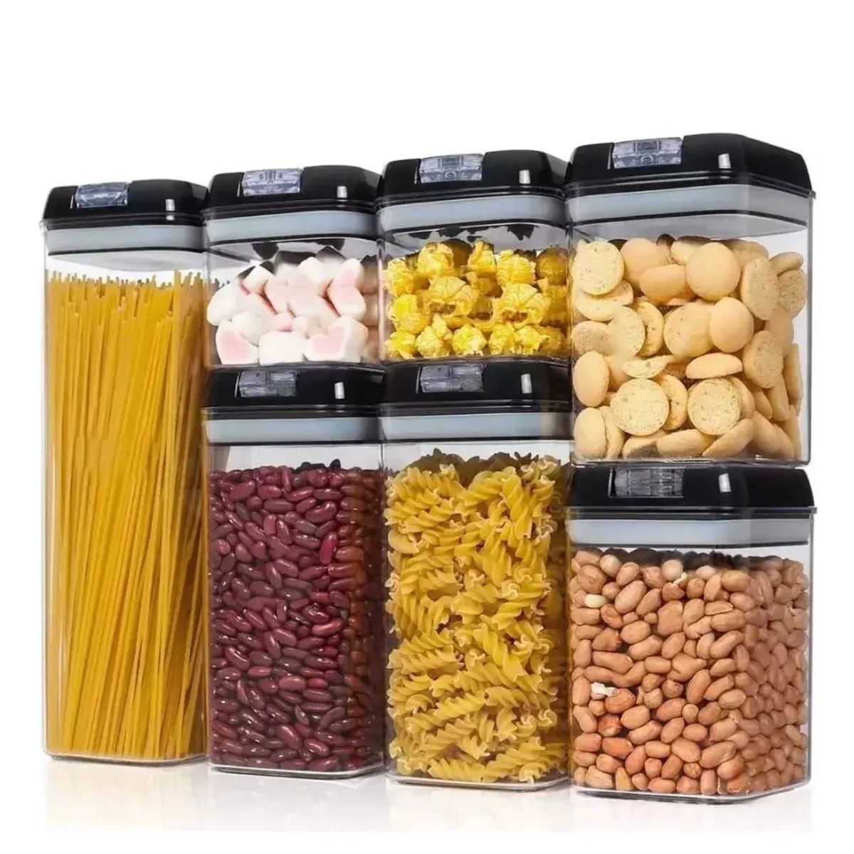 GENERICO - Kit 7 Organizadores Hermeticos Cocina Recipientes Almacenamiento Gabinetes Transparente