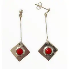 TAETHAI - Aros de plata 925 con Coral