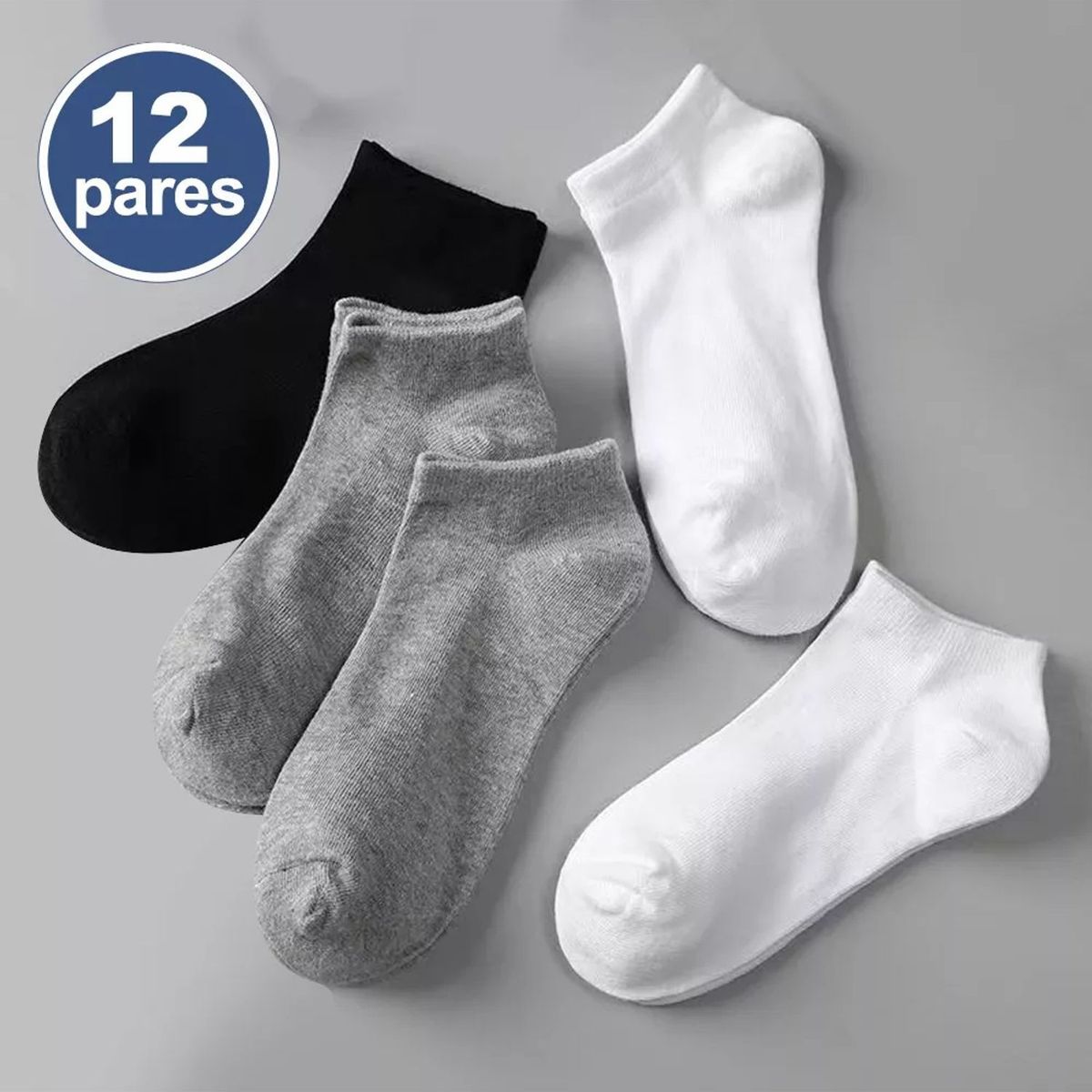 TIOZONEY - Calcetines Cortos Hombres Dama Unisex Cómodo 12 Pares