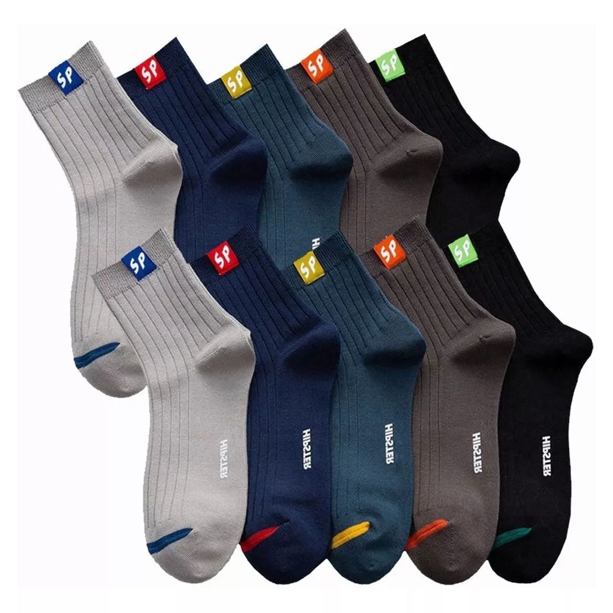TIOZONEY - 10pares Hombre Calcetines Deportiva Poliéster-algodón