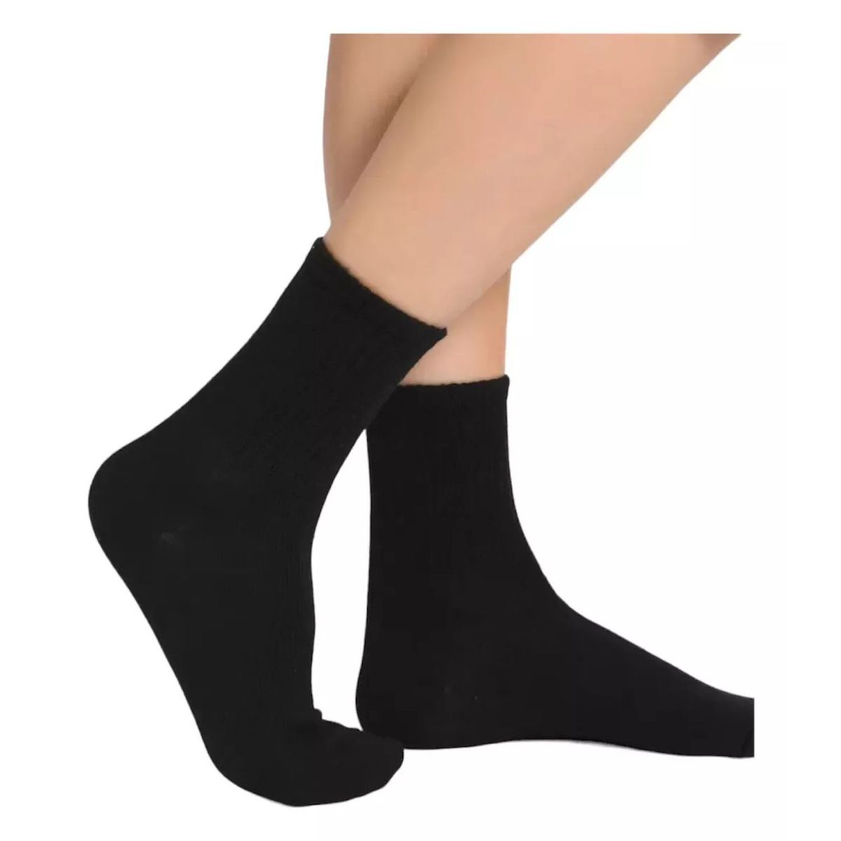 TIOZONEY - Pack 12 Pares Calcetines Largos Negros Lisos De Bamboo