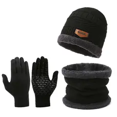 TIOZONEY - Gorro de lana Bufanda Guantes 3 Pcs Set