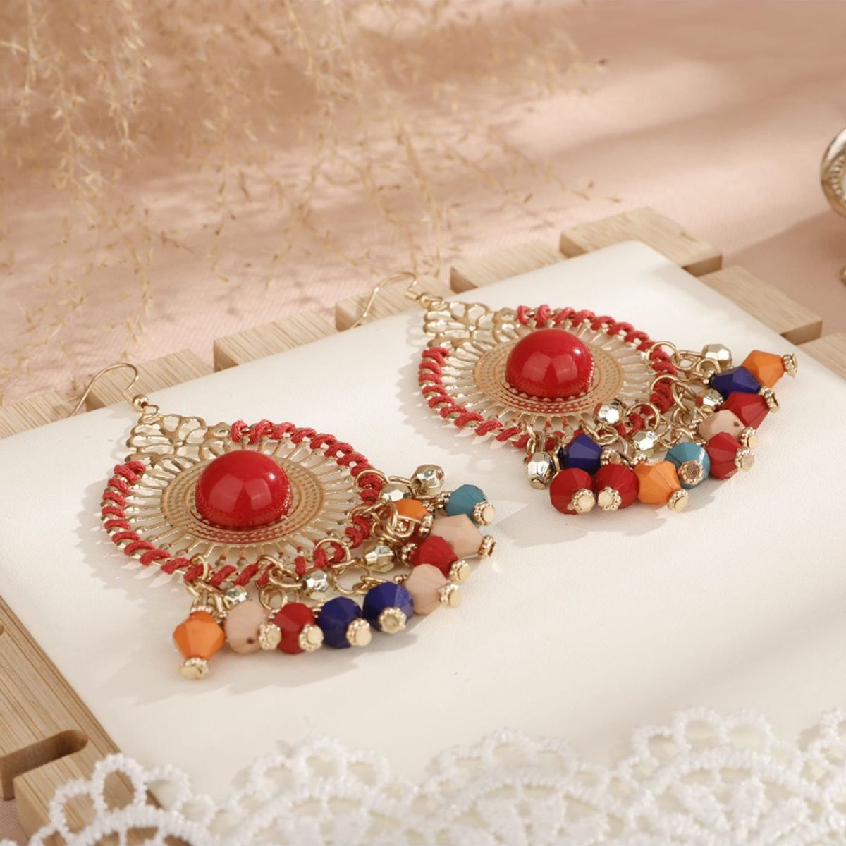 TIOZONEY - 1PCS Aretes Bohemios Hechos a Mano