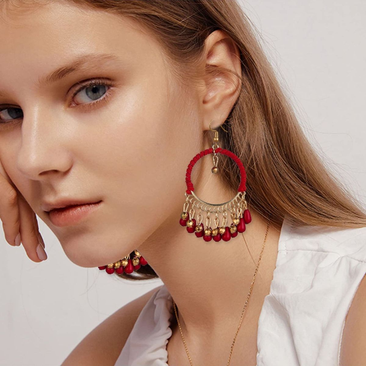 TIOZONEY - 1PCS Aretes Bohemios Hechos a Mano