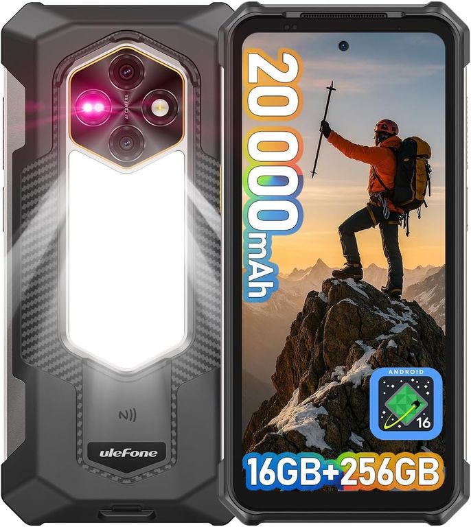 RugKing 5 Pro Celular 16GB+256GB 20000mAh Android 16 Smartphone