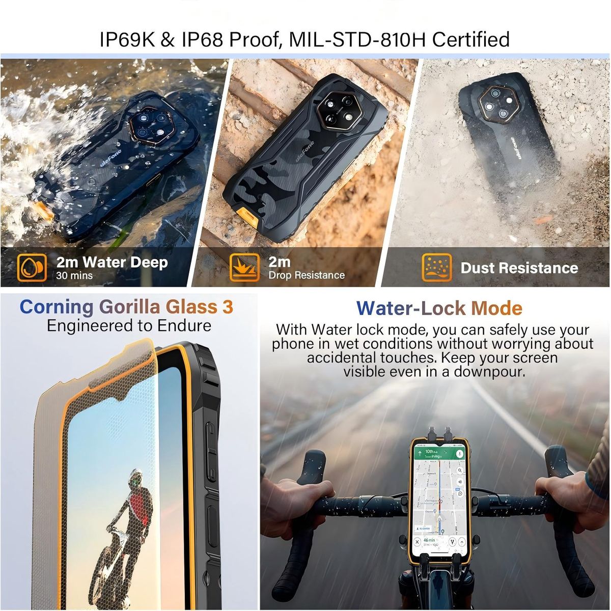 ULEFONE - Ulefone RugKing 4 Pro Celular 16GB+128GB Android 15 Smartphone