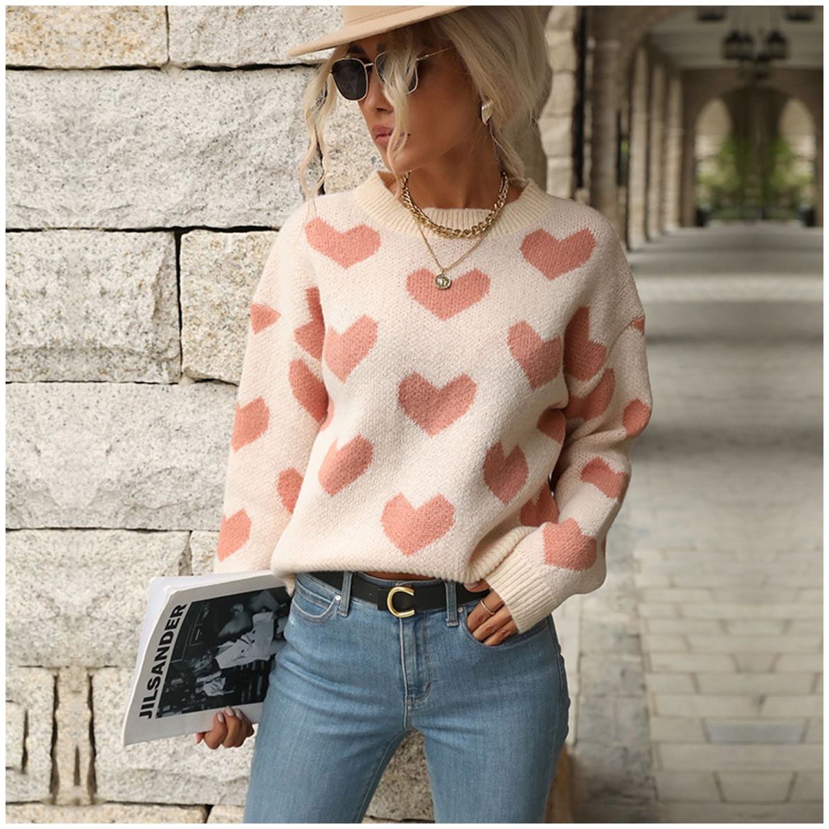 TIOZONEY - Sweater Cuello Alto con diseño para mujer