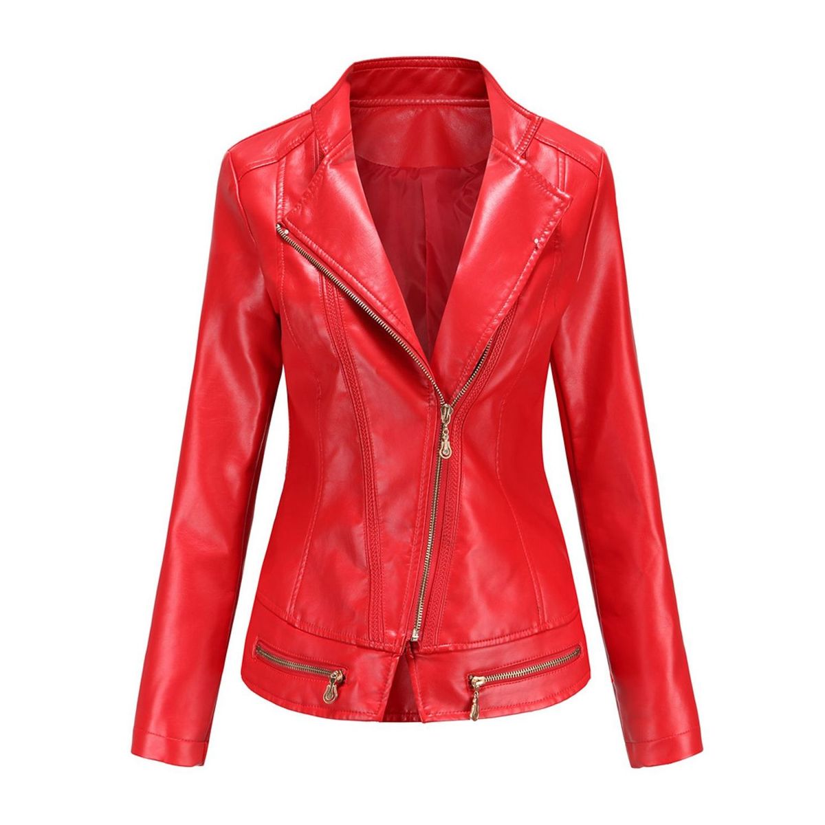 TIOZONEY - Chaqueta de PU  PU  para mujer - Rojo