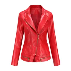 TIOZONEY - Chaqueta de PU  PU  para mujer - Rojo