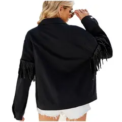 TIOZONEY - Chaquetas vaqueras de mujer - Negra