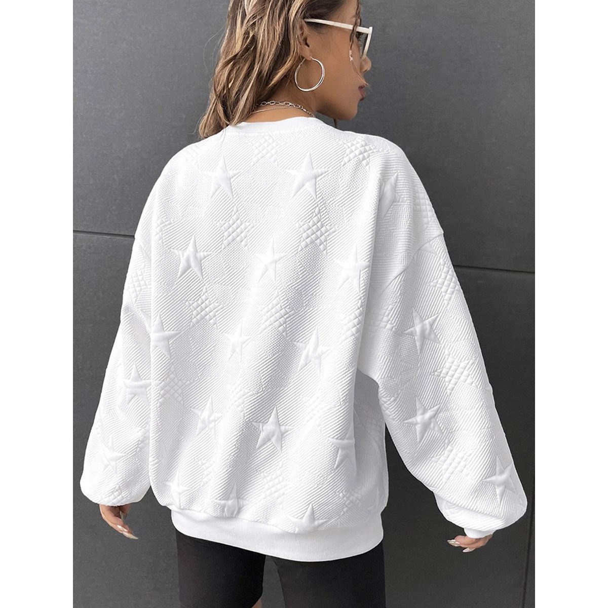 TIOZONEY - Pullover de cuello redondo suelto para mujeres - Blanco