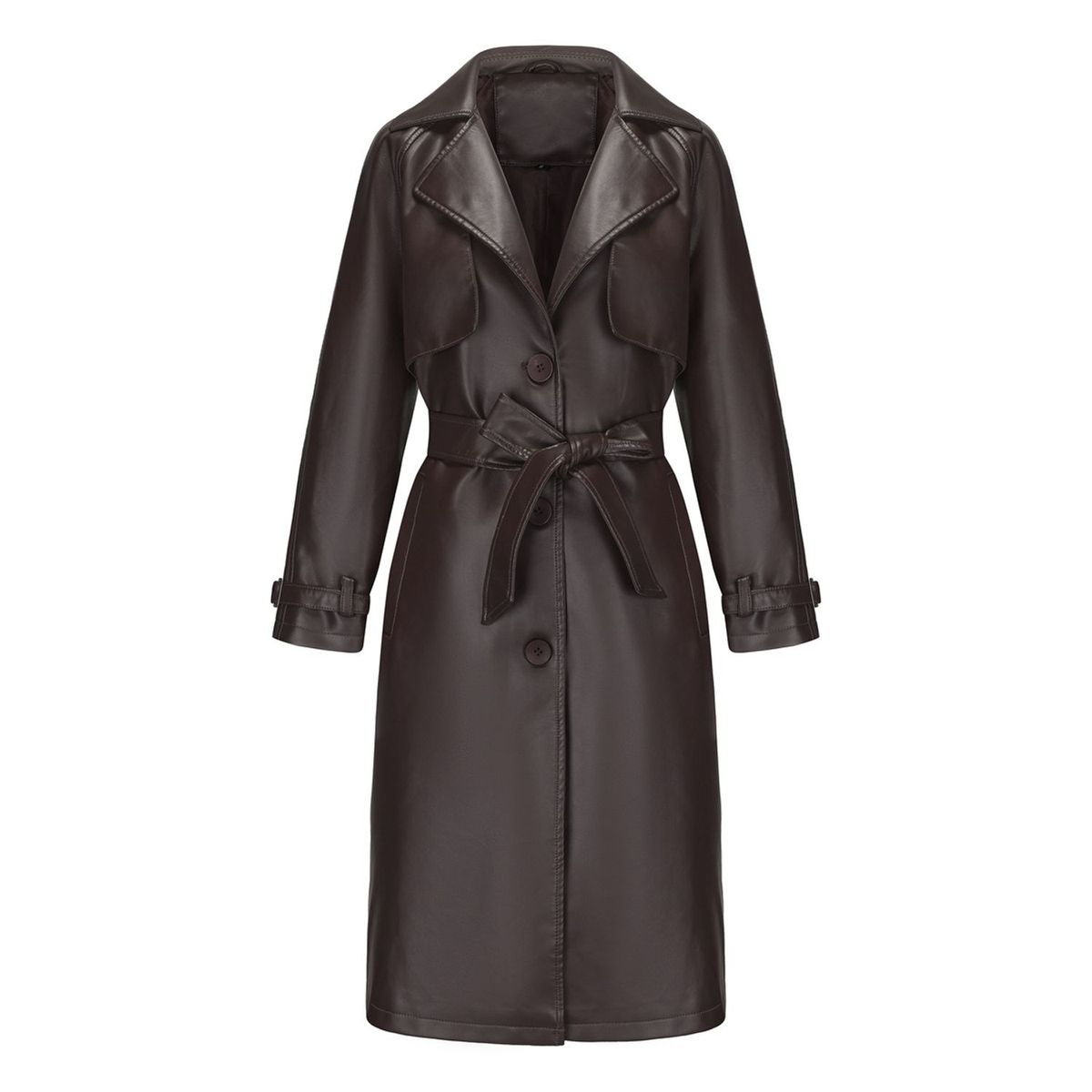 TIOZONEY - Chaqueta de PU para mujer con cinturón