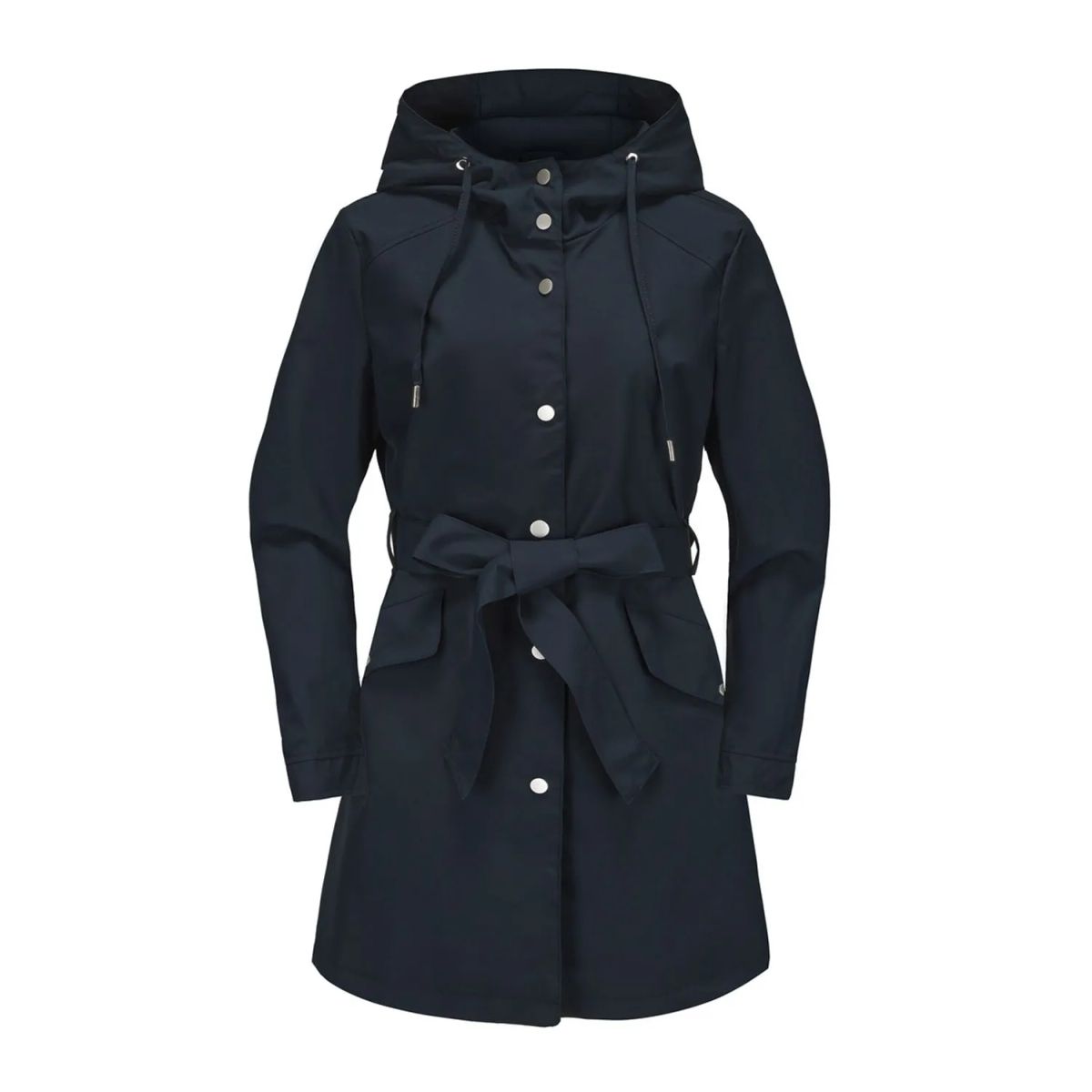 TIOZONEY - Chaqueta impermeable con capucha y cinturón-Azul