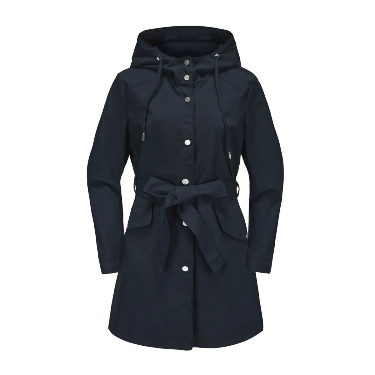 TIOZONEY - Chaqueta impermeable con capucha y cinturón-Azul