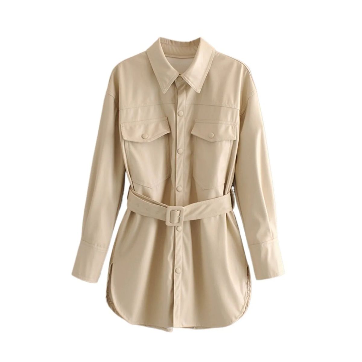 TIOZONEY - Chaqueta de traje de PU para mujeres - Blanco