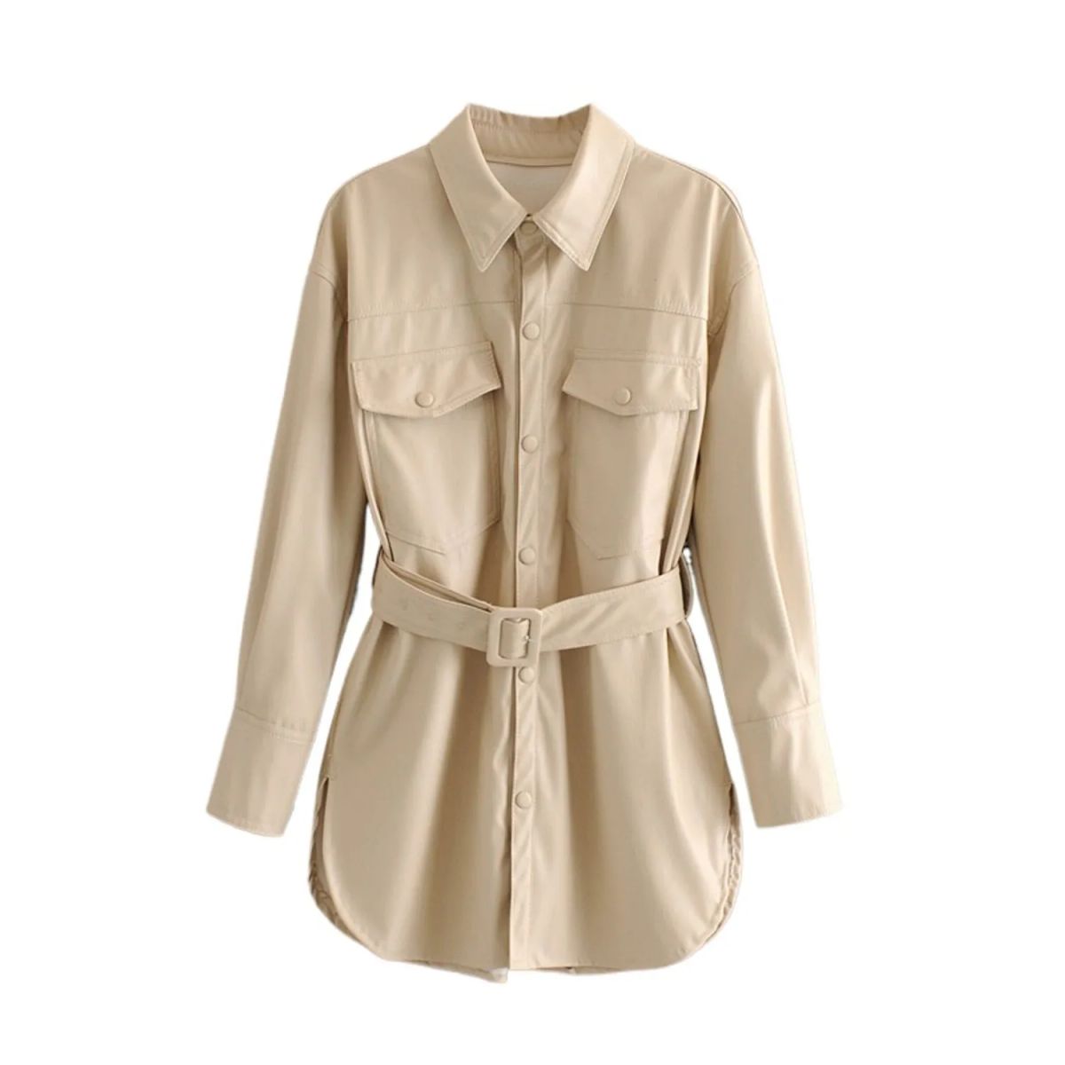 TIOZONEY - Chaqueta de traje de PU para mujeres - Blanco