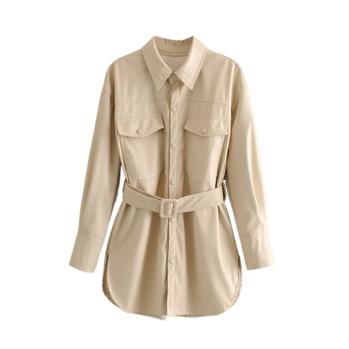 TIOZONEY - Chaqueta de traje de PU para mujeres - Blanco