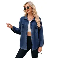 TIOZONEY - Chaqueta de Jeans Mujer -Negro