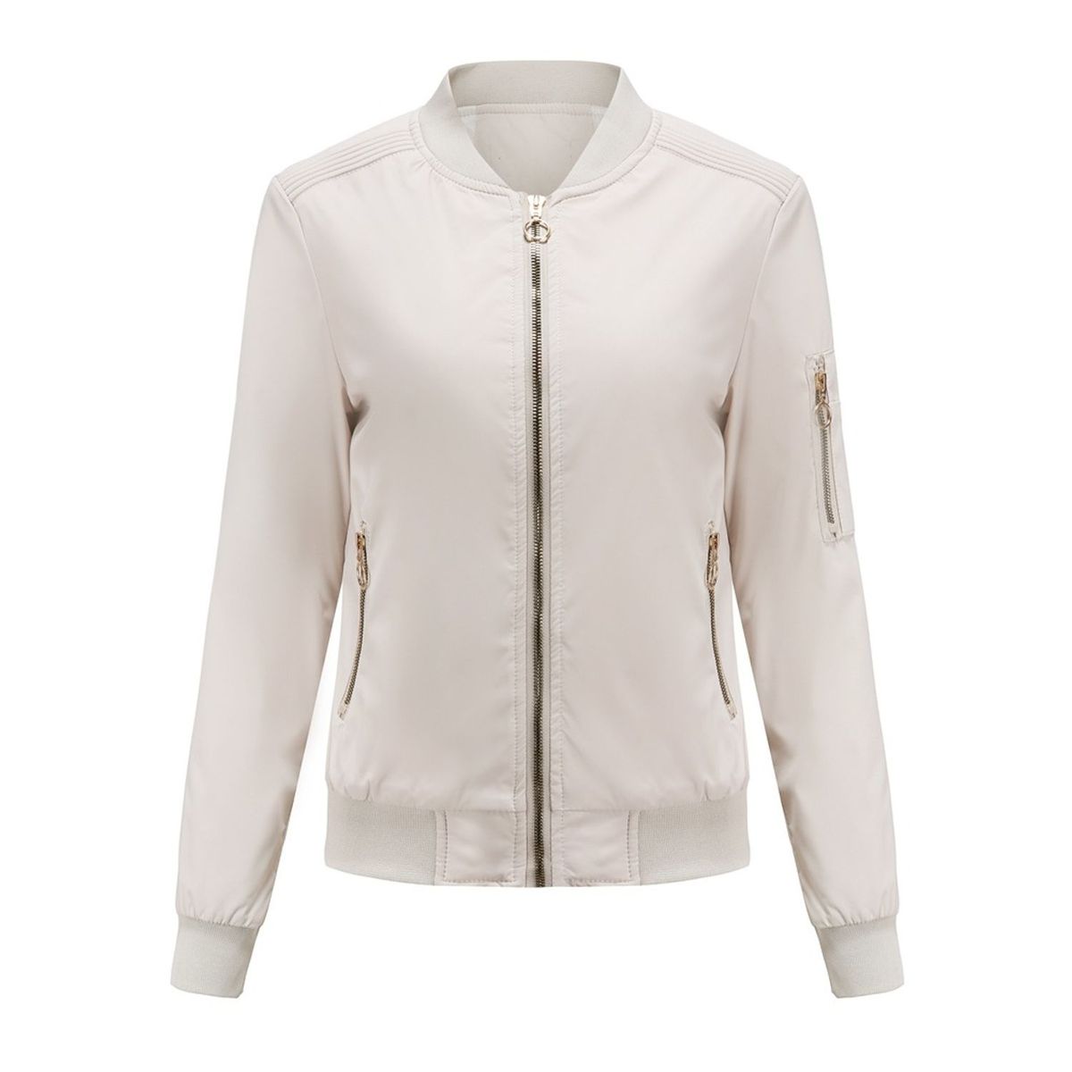 TIOZONEY - Chaqueta Mujer Casual Delgada con cierre - Blanco