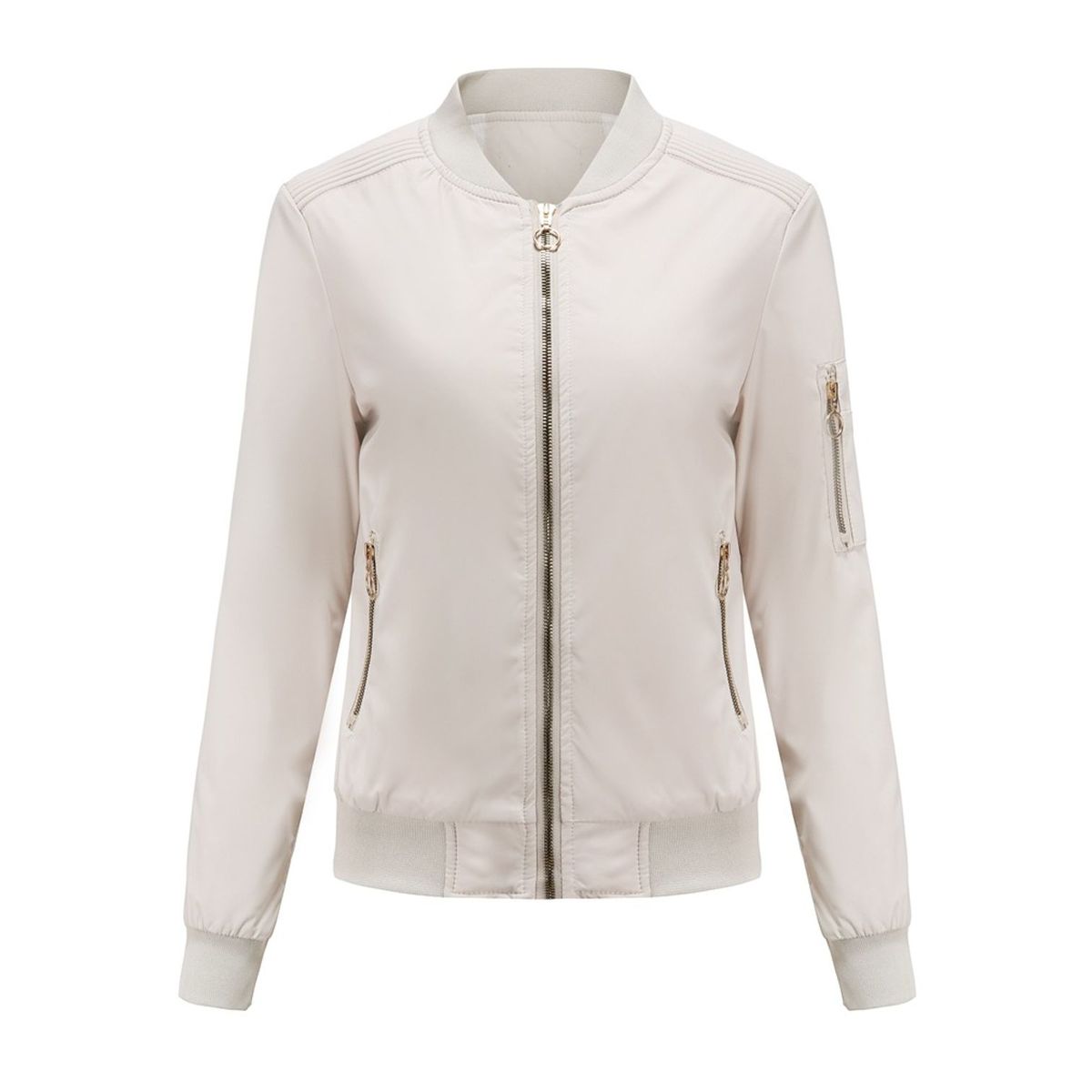 TIOZONEY - Chaqueta Mujer Casual Delgada con cierre - Blanco