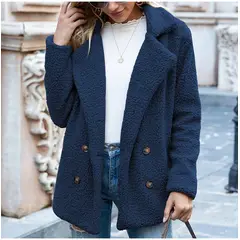 TIOZONEY - Chaqueta de felpa para mujer- Azul