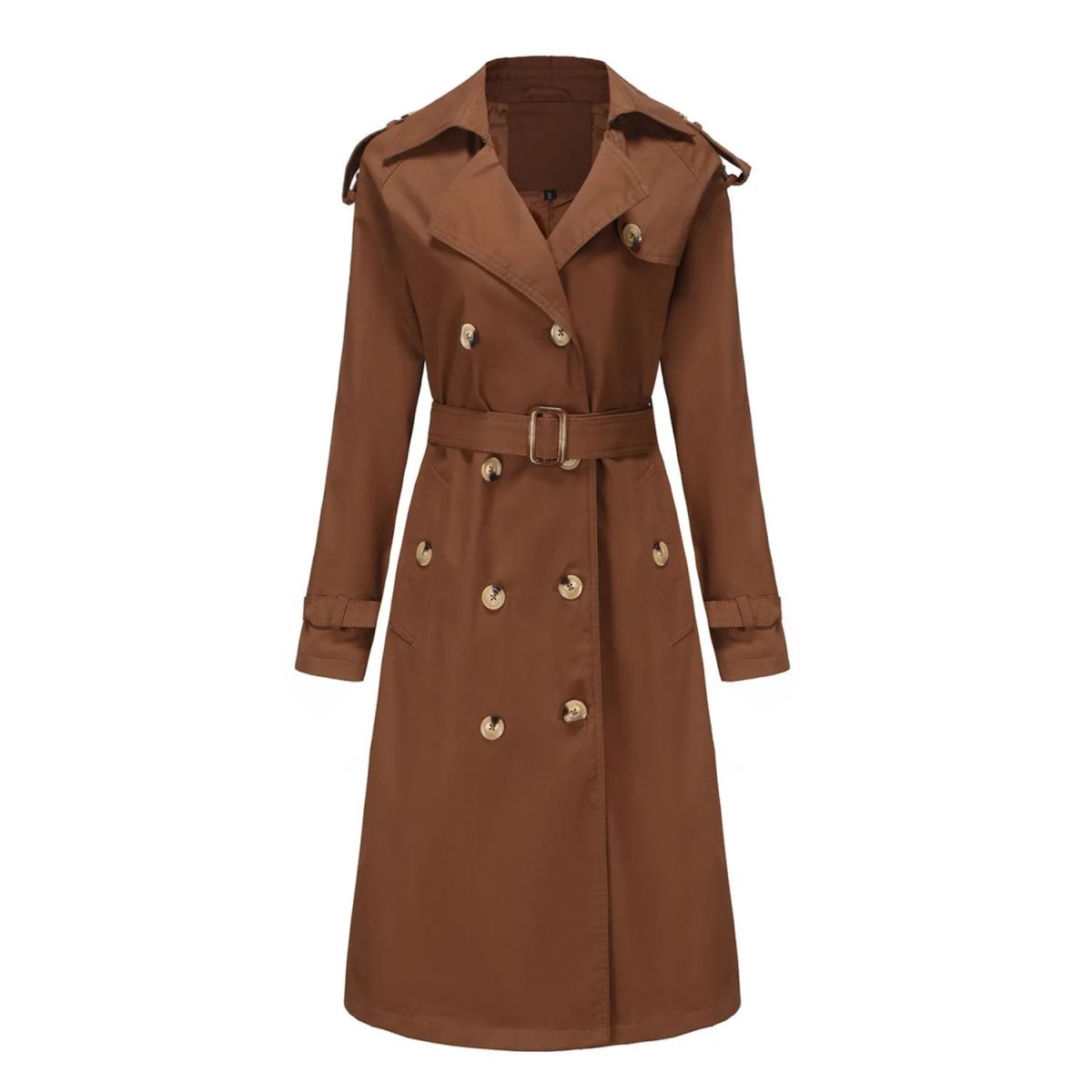 TIOZONEY - Abrigo largo tipo gabardina para mujer - Café