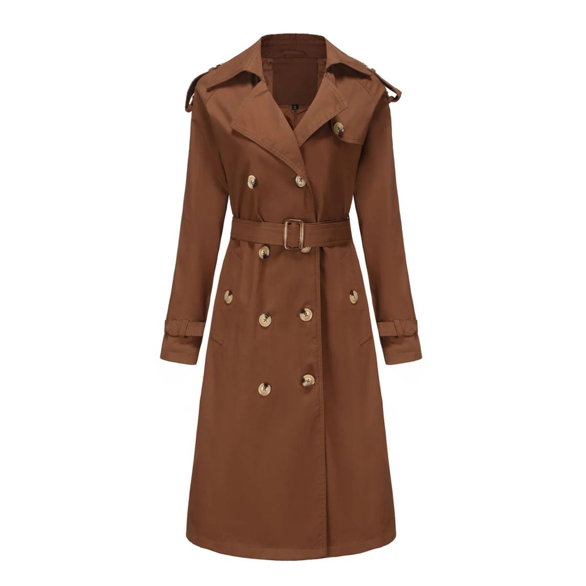 TIOZONEY - Abrigo largo tipo gabardina para mujer - Café