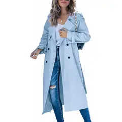 TIOZONEY - Abrigo Largo Mujer -Azul