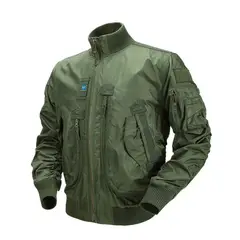 TIOZONEY - Chaqueta de aviador con cuello para hombre - Verde