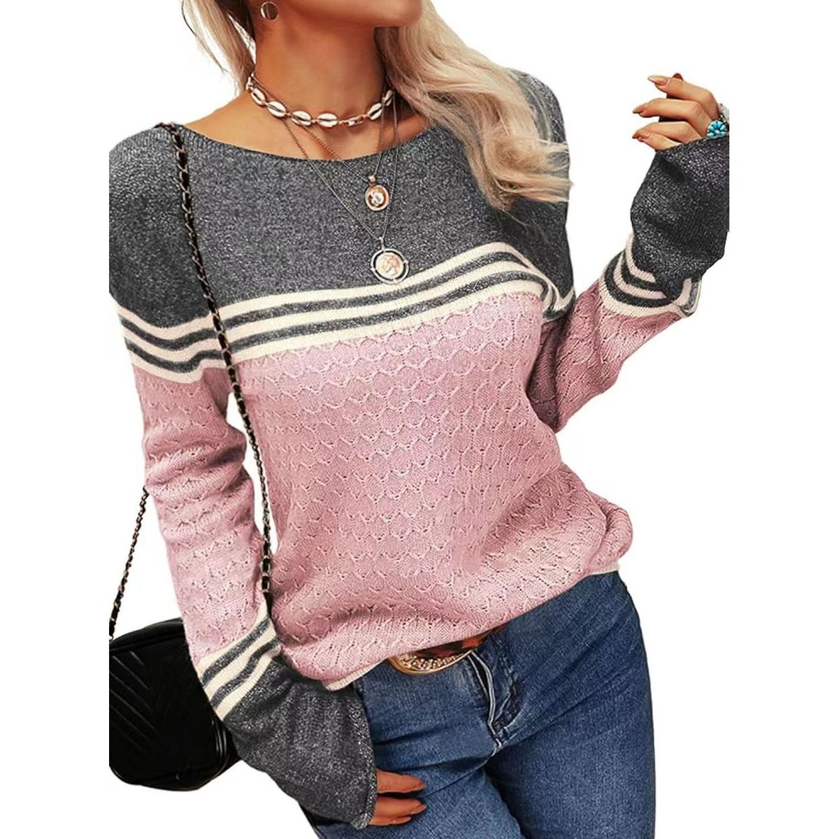 TIOZONEY - Sweater Cuello Redondo Mujer