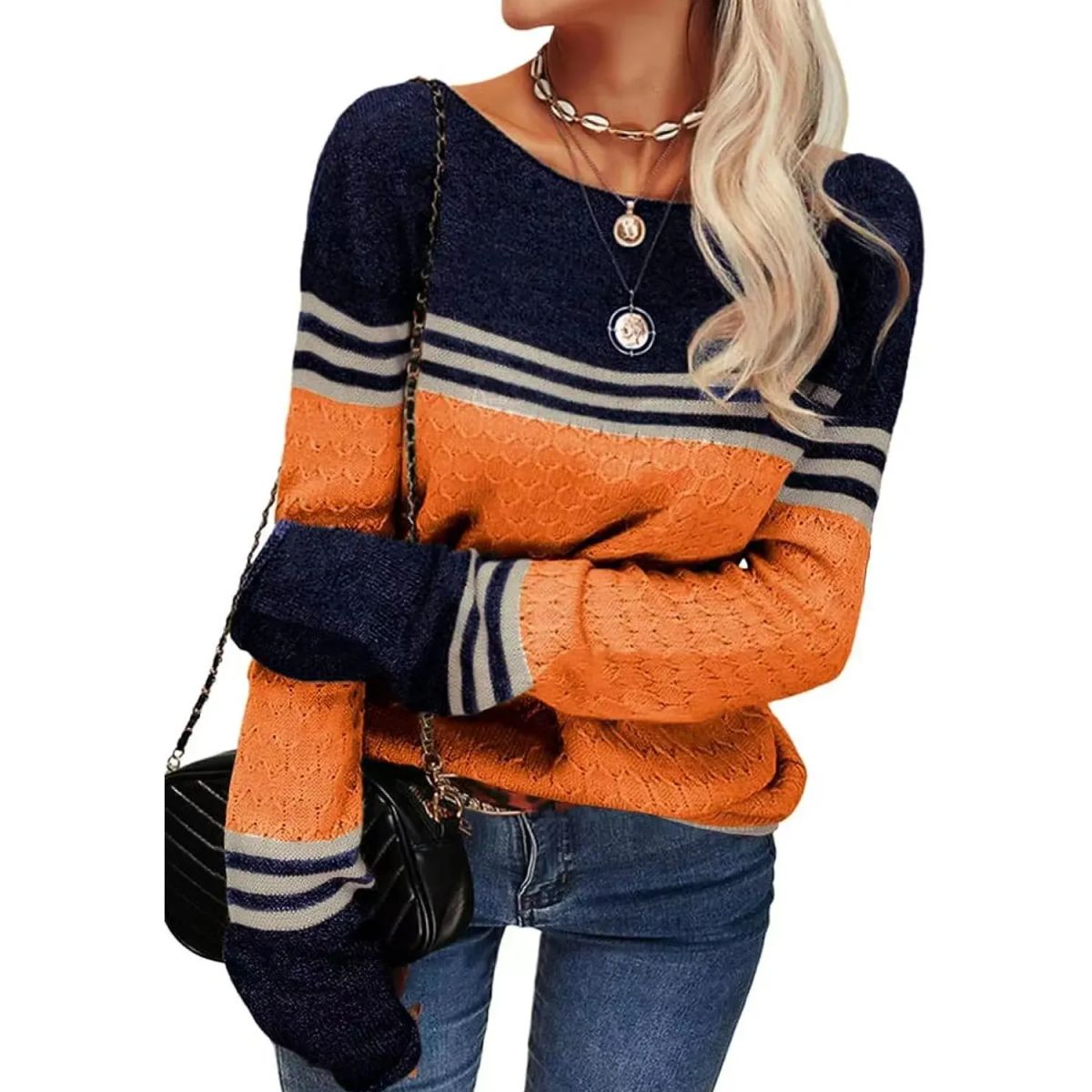 TIOZONEY - Sweater Cuello Redondo Mujer