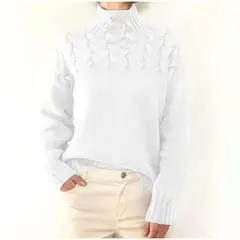 TIOZONEY - Sweater Cuello de Cuello Alto Mujer