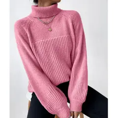 TIOZONEY - Sweater Cuello de Cuello Alto Mujer