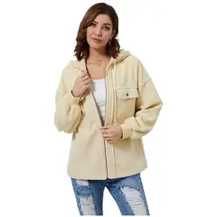 TIOZONEY - Chaqueta con capucha de peluche - Blanco