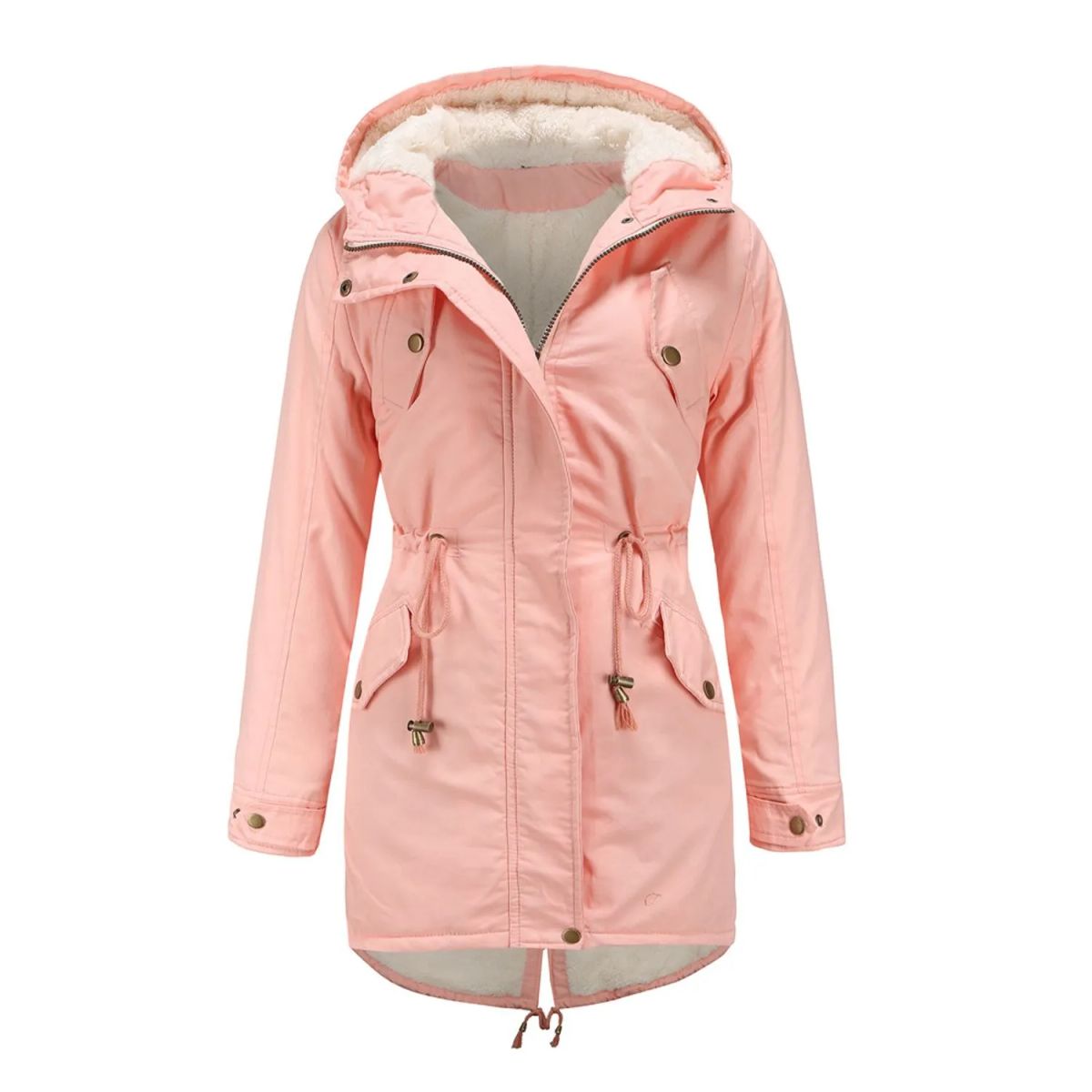 TIOZONEY - Abrigo chiporro con gorro para mujer - Rosado