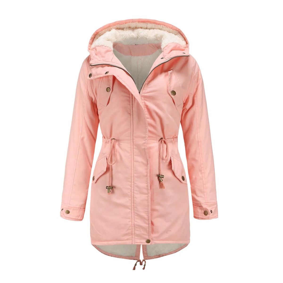 TIOZONEY - Abrigo chiporro con gorro para mujer - Rosado