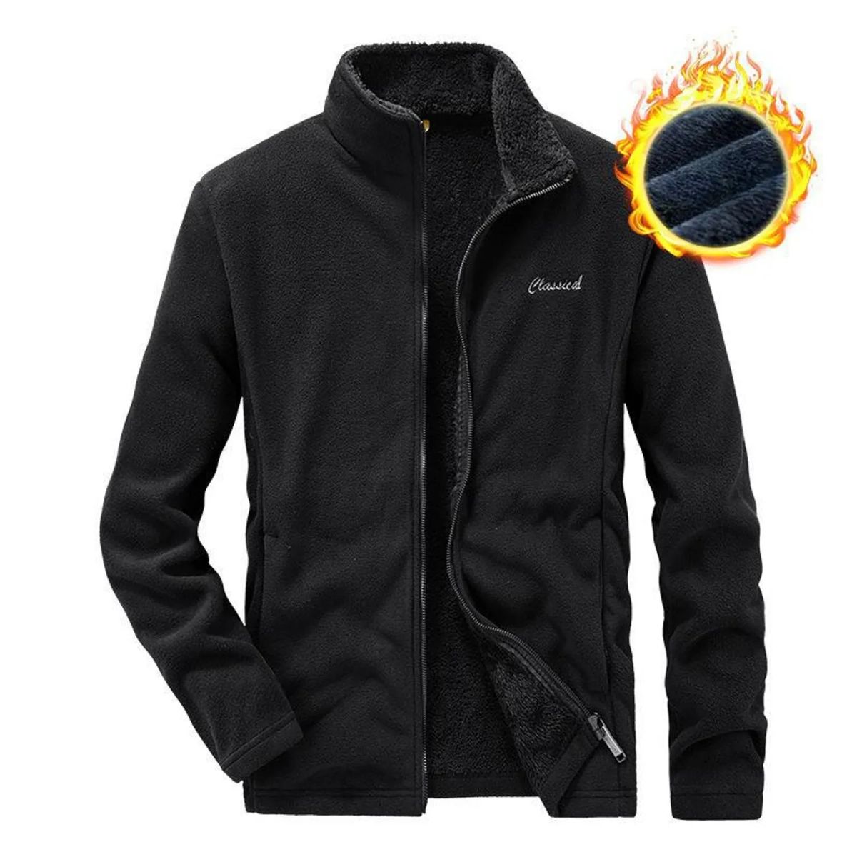 TIOZONEY - Abrigo térmico con terciopelo - Negro