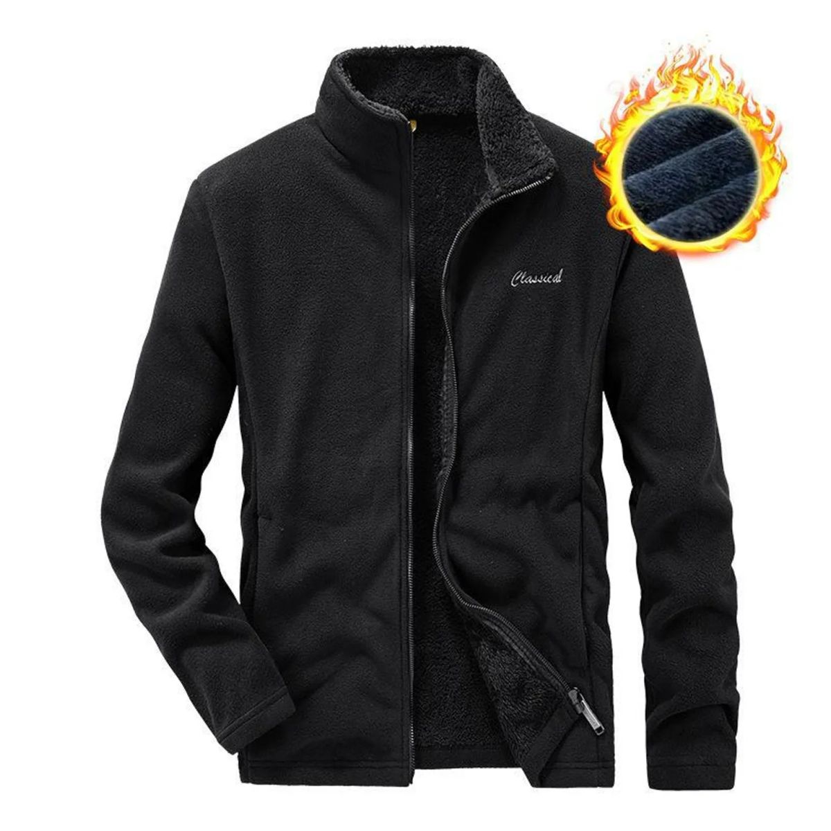 TIOZONEY - Abrigo térmico con terciopelo - Negro