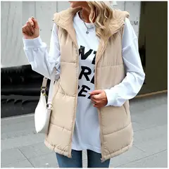 TIOZONEY - Chaqueta Chiporro Mujer sin mangas - Beige
