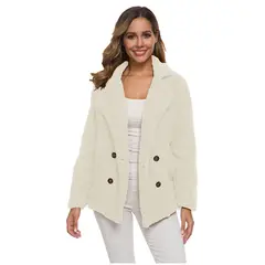 TIOZONEY - Abrigo de cordero - Blanco